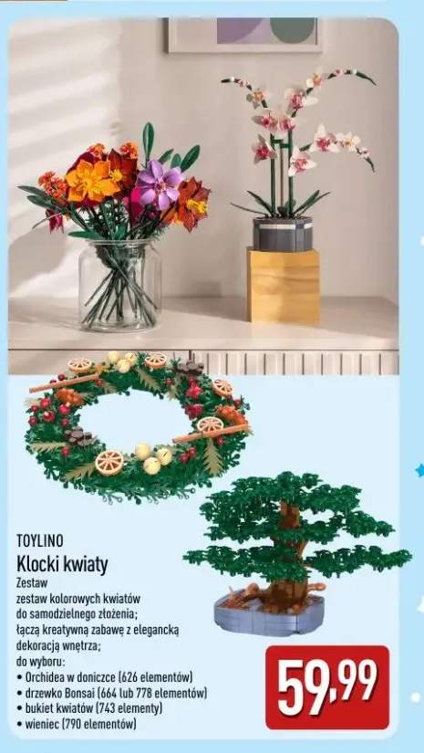 Klocki kwiaty orchidea w doniczce Toylino +3 warianty