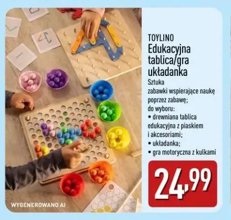 Drewniana tablica edukacyjna z piaskiem i akcesoriami Toylino +2 warianty