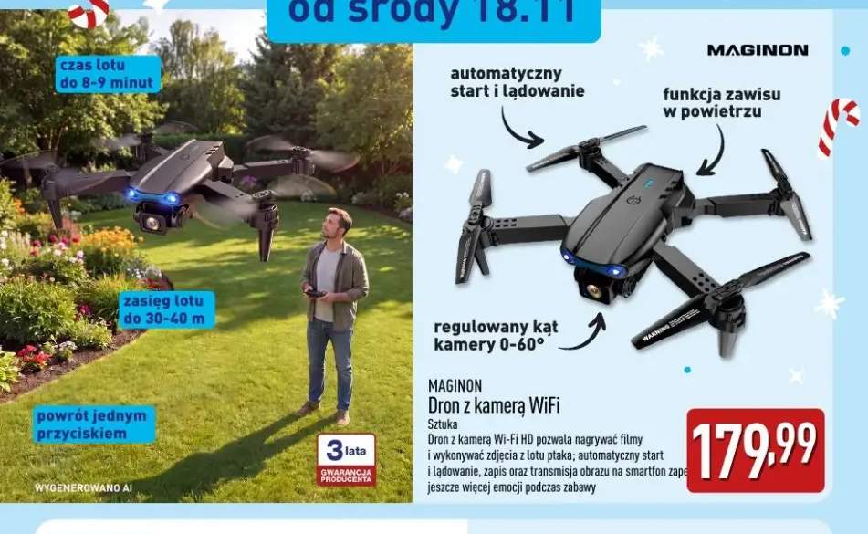 Dron z kamerą WiFi Maginon