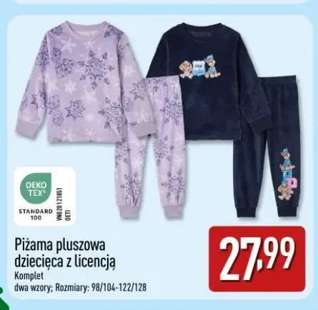 Piżama pluszowa dziecięca z licencją