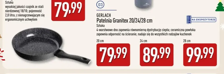 Patelnia Granitex 20 cm Gerlach +2 warianty