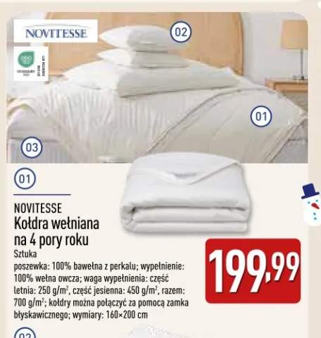 Kołdra wełniana na 4 pory roku 160x200 cm Novitesse