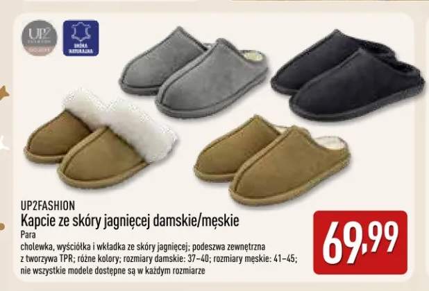 Kapcie ze skóry jagnięcej damskie Up2fashion +1 wariant