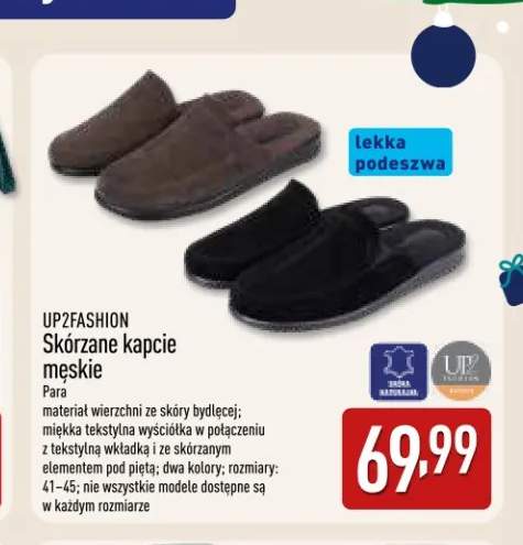 Skórzane kapcie męskie UP2FASHION