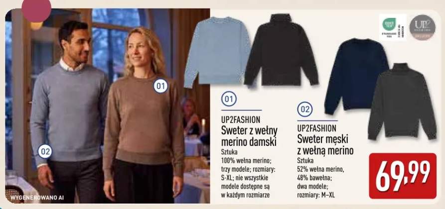 Sweter z wełny merino damski UP2FASHION +1 wariant